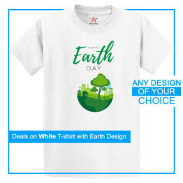 Personalised Earth Day T-Shirt With Your Own Artwork Print On Front - White T-Shirt